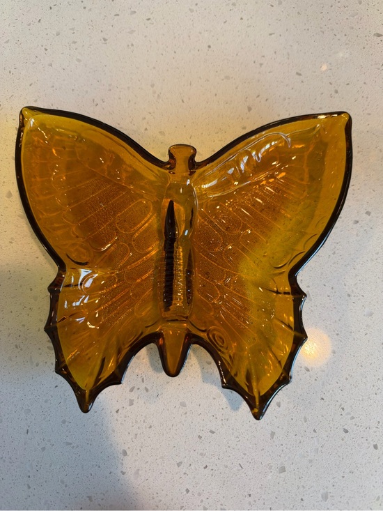 Other - MCM Amber Glass Butterfly Decorative Dish - Home Art